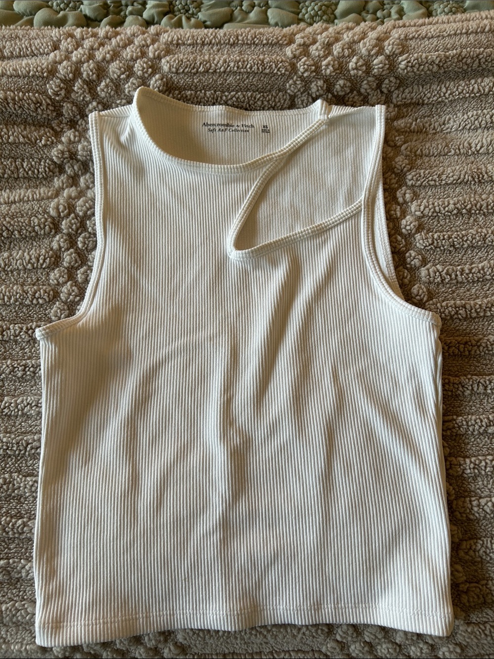 Abercrombie & Fitch Cream Ribbed Tank with Cutout Detail
